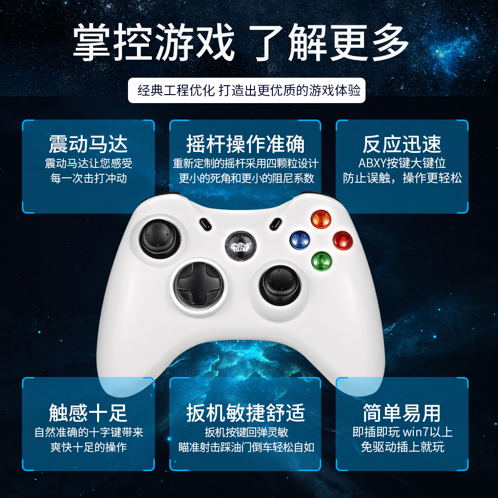 welcom电脑游戏手柄PC有线版usb双人360PS3电视steam家用只狼NBA2k1920实况足球怪物猎人世界FIFA鬼泣5笔记本-图1