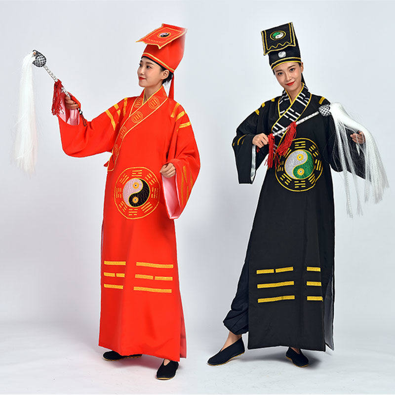 道士服装法衣道家用品道士衣服道服道袍长袍太极八卦经衣表演出服_虎窝淘