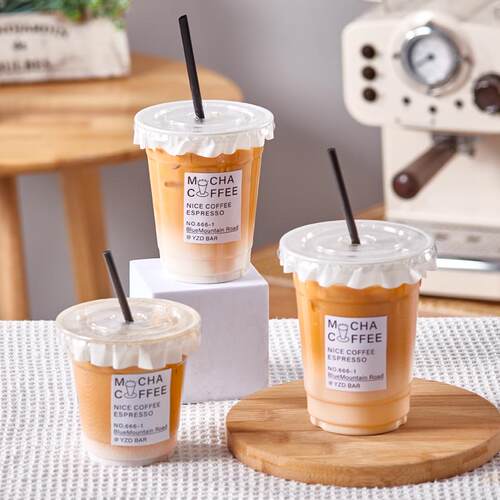 一次性带盖咖啡奶茶杯塑料商用自制柠檬茶饮料饮品打包外带杯PET - 图1