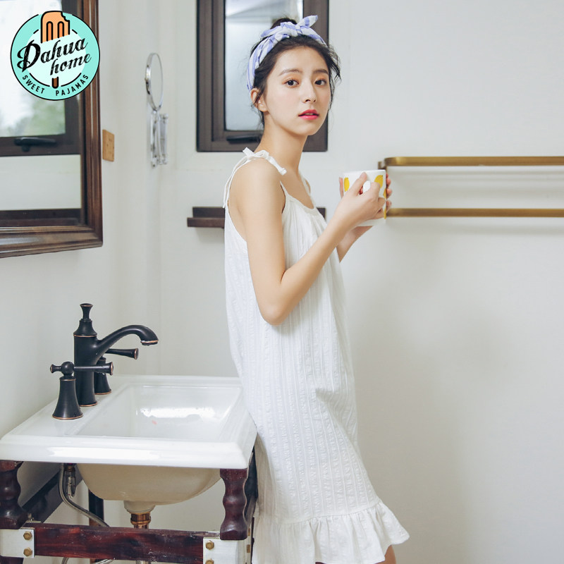 吊带夏纯棉可爱公主夏季学生睡裙 dahuahome睡裙