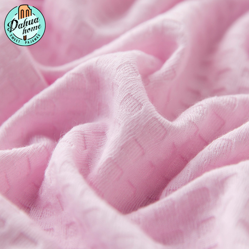 夏天华夫格简约可爱七分袖睡袍 dahuahome睡袍/浴袍