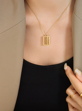 网红小女人珠心算 算盘珠精致个性小算盘吊坠项链小众设计锁骨链