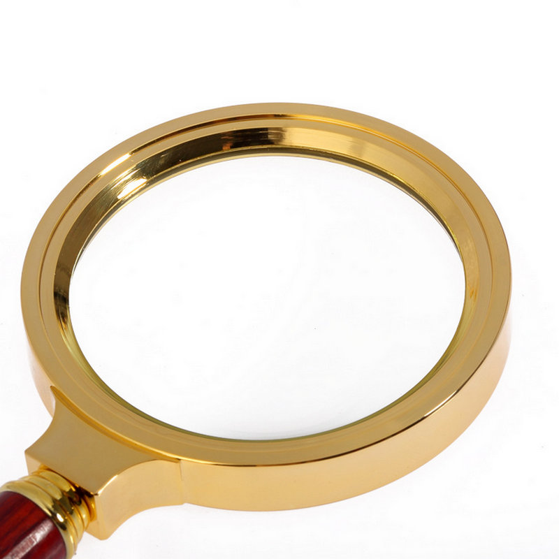 包邮手持阅读放大镜红木柄15倍光学玻璃镜片老人看书看地图扩大镜 - 图1