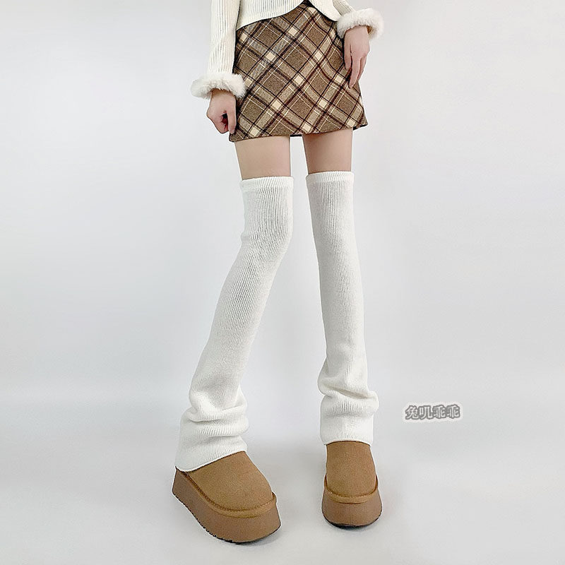 jk长筒过膝腿套黑色针织堆堆袜子女秋冬保暖护膝高筒喇叭棉靴袜套,淘宝优惠券,粉丝福利购,淘宝优惠卷
