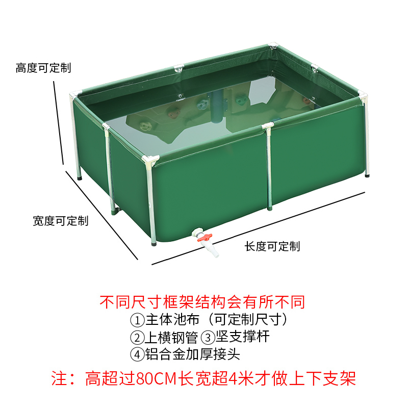 帆布鱼池防水布养鱼池水箱大型户外养殖加厚带支架定制刀刮布水池 - 图2