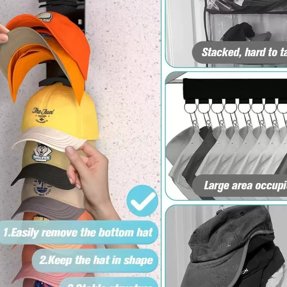 衣柜侧边壁挂式帽子收纳架多层鸭舌帽棒球帽展示架帽架帽夹神器 - 图1