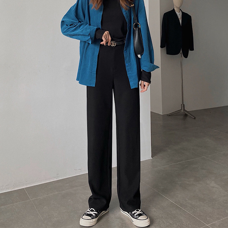 小个子阔腿直筒宽松高腰显瘦西装裤 lulupeach休闲裤