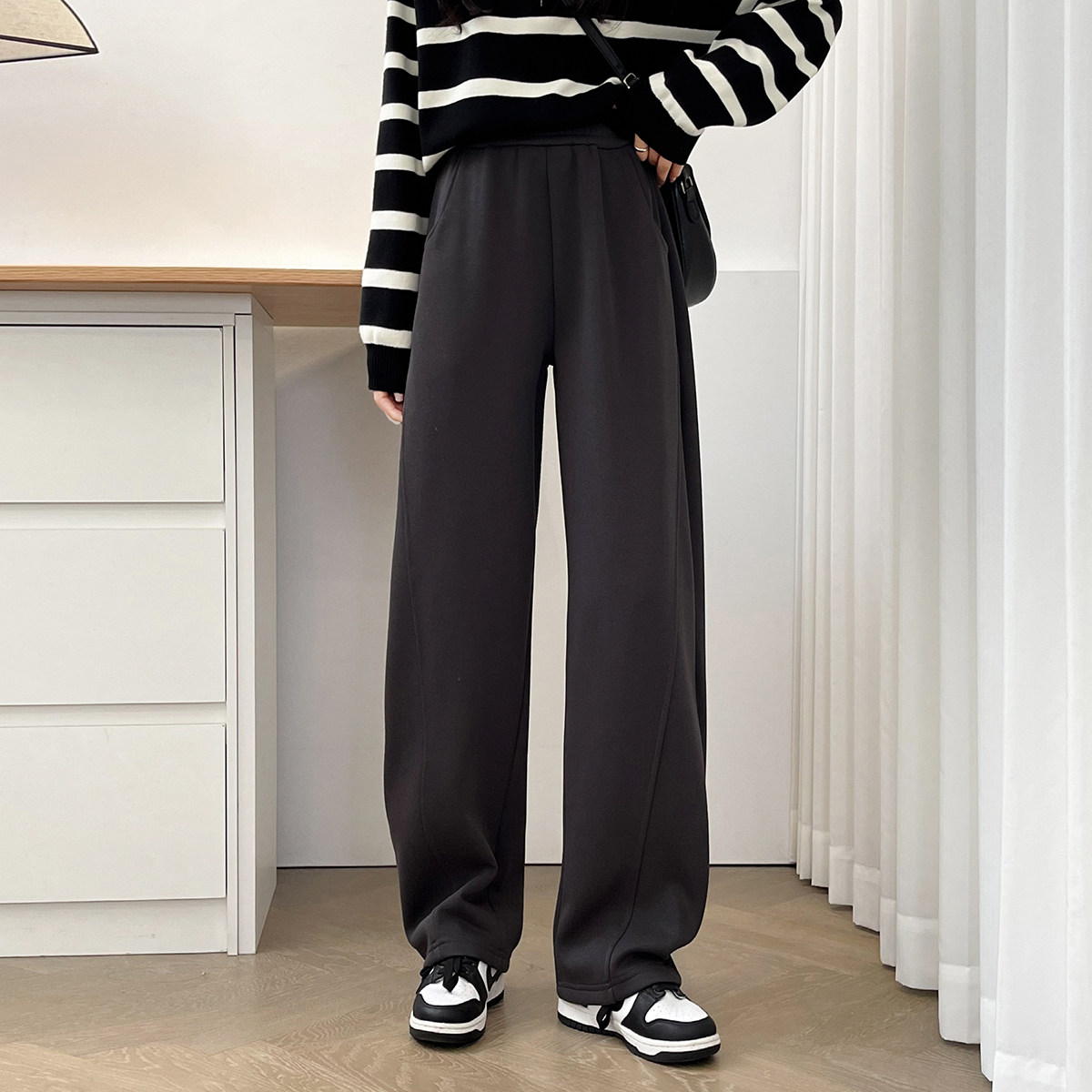 大码加绒加厚阔腿裤女秋冬季保暖香蕉裤子宽松显瘦胖mm休闲直筒裤,淘宝优惠券,粉丝福利购,淘宝优惠卷