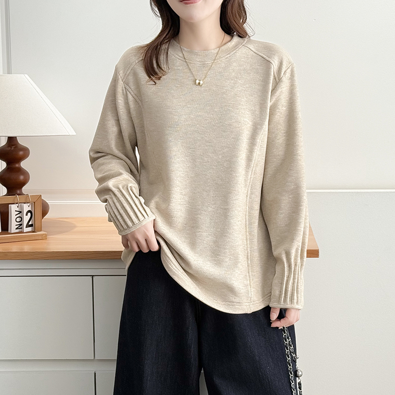 秋冬季新款大码长袖卫衣女装200斤胖mm宽松显瘦遮肚子打底衫内搭 - 图2