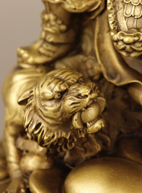 客厅赵公明摆件铜招财武财神骑虎