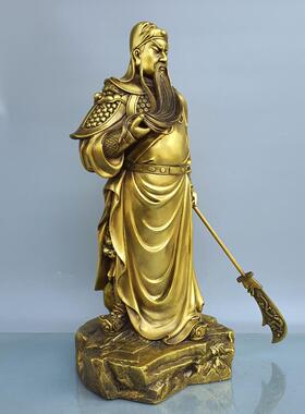 铜关公财神摆件大号横刀站像招财