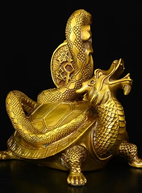 铜玄武龟蛇摆件龙龟招财进宝家居