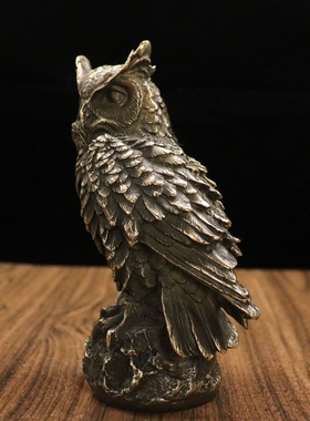 铜鸟猫头鹰摆件仿古动物工艺品