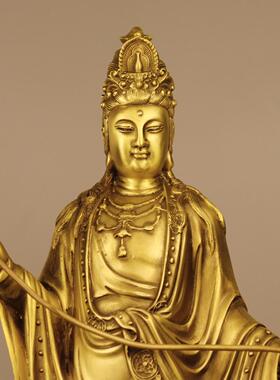 纯黄铜西方三圣一套大号摆件佛堂