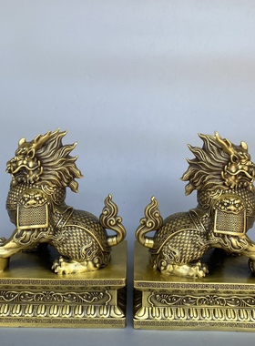 铠甲麒麟一对带底座摆件招财门厅