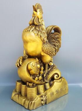 大号铜公鸡如意元宝鸡摆件招财