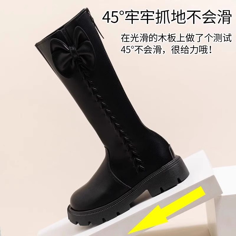 真皮女童英伦长筒靴2025年秋冬新款小女孩洋气蝴蝶结公主加绒靴子,淘宝优惠券,粉丝福利购,淘宝优惠卷