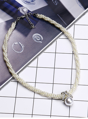 韩国时尚多层短款夸张珍珠项链
