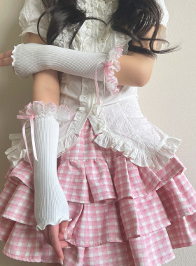 袜贵人新品亚文化千禧年辣妹花边蝴蝶结洛丽塔jk少女手袖手套女