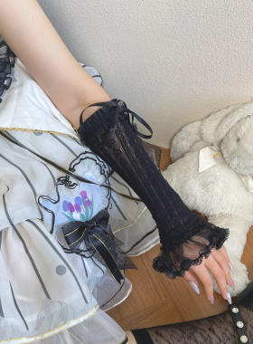 袜贵人新品小众设计师款爱心蕾丝网纱花边长款遮瑕少女手袖手套女