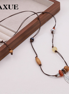 复古美拉德波西米亚长款项链女小众原创设计高级感百搭毛衣链秋冬