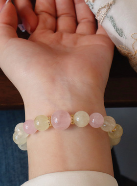 【清甜蜜语】天然柠檬晶黄水晶手链女原创设计轻奢高级感精致手串