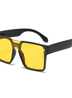 时尚大框方形连体眼镜男女潮酷街拍墨镜欧美潮流连体网红太阳眼镜