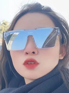 高级感复古大框一体镜片太阳镜女防紫外线墨镜韩版潮大脸显瘦眼镜
