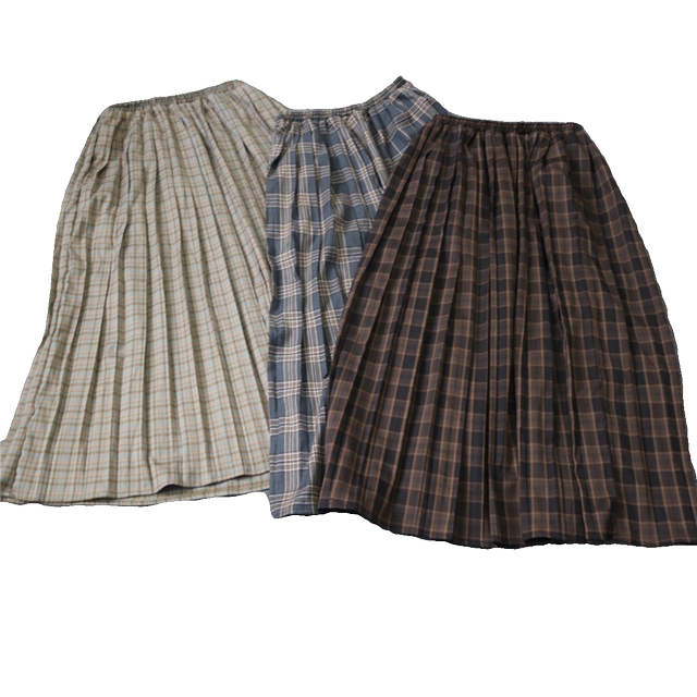 Mid-length sundress Japanese style plaid skirt pleated skirt for women