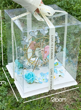 DIY有钱花发光摩天轮仿真花礼盒