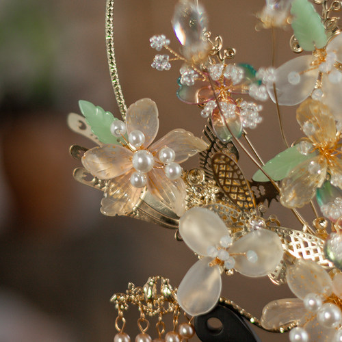 金色镂空古风扇子古典团扇女中式婚礼新娘秀禾服配饰2022新款翊柔 - 图2