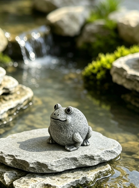 仿真石纹青蛙摆件花园微景观装饰