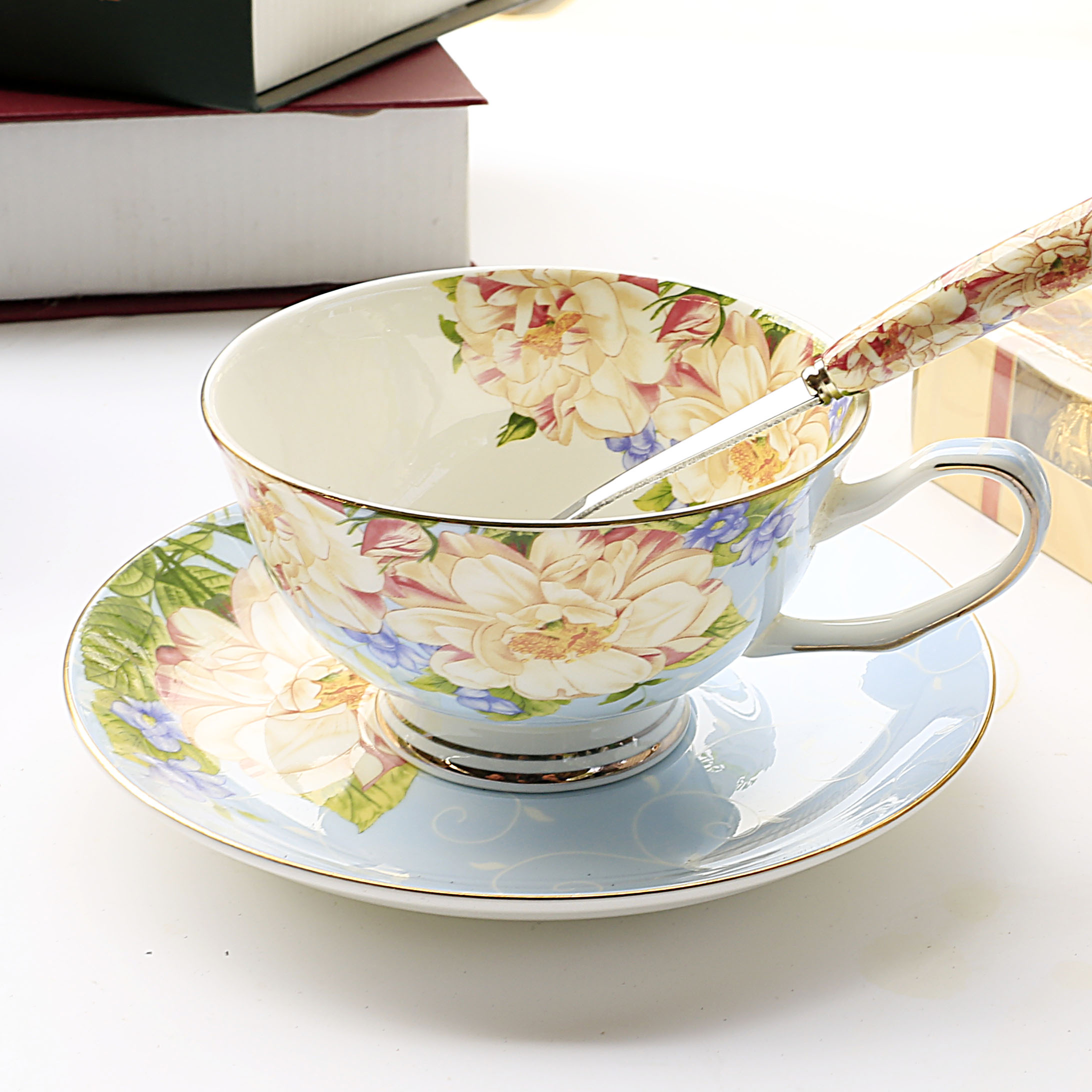 莹辰达欧式陶瓷咖啡杯套装骨瓷下午茶茶具英式简约红茶杯带勺