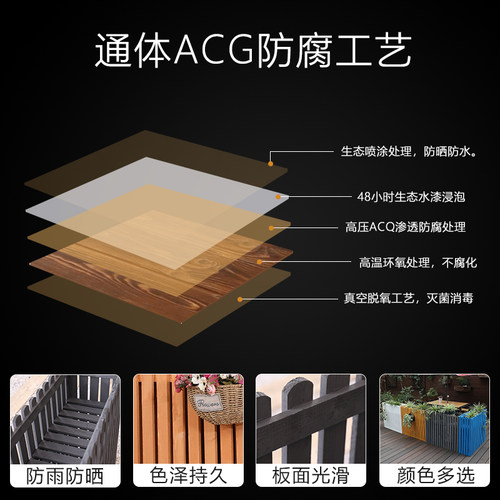 户外防腐木花箱餐厅隔断花架阳台室外庭院花槽实木栅栏花盆架围栏 - 图1