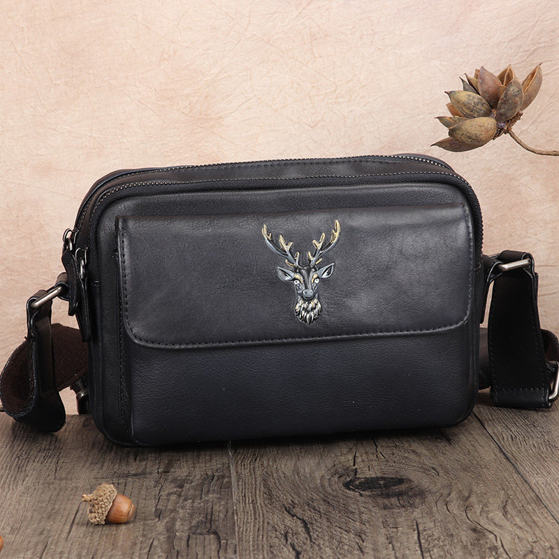 复古包包进口头层牛皮男士斜挎包 sophmoda男士包袋