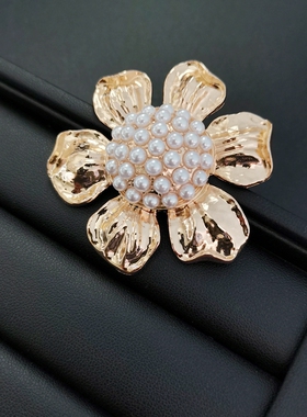 中古翠法丽珍珠太阳花胸针vintage向日葵花大衣复古别针外套配饰