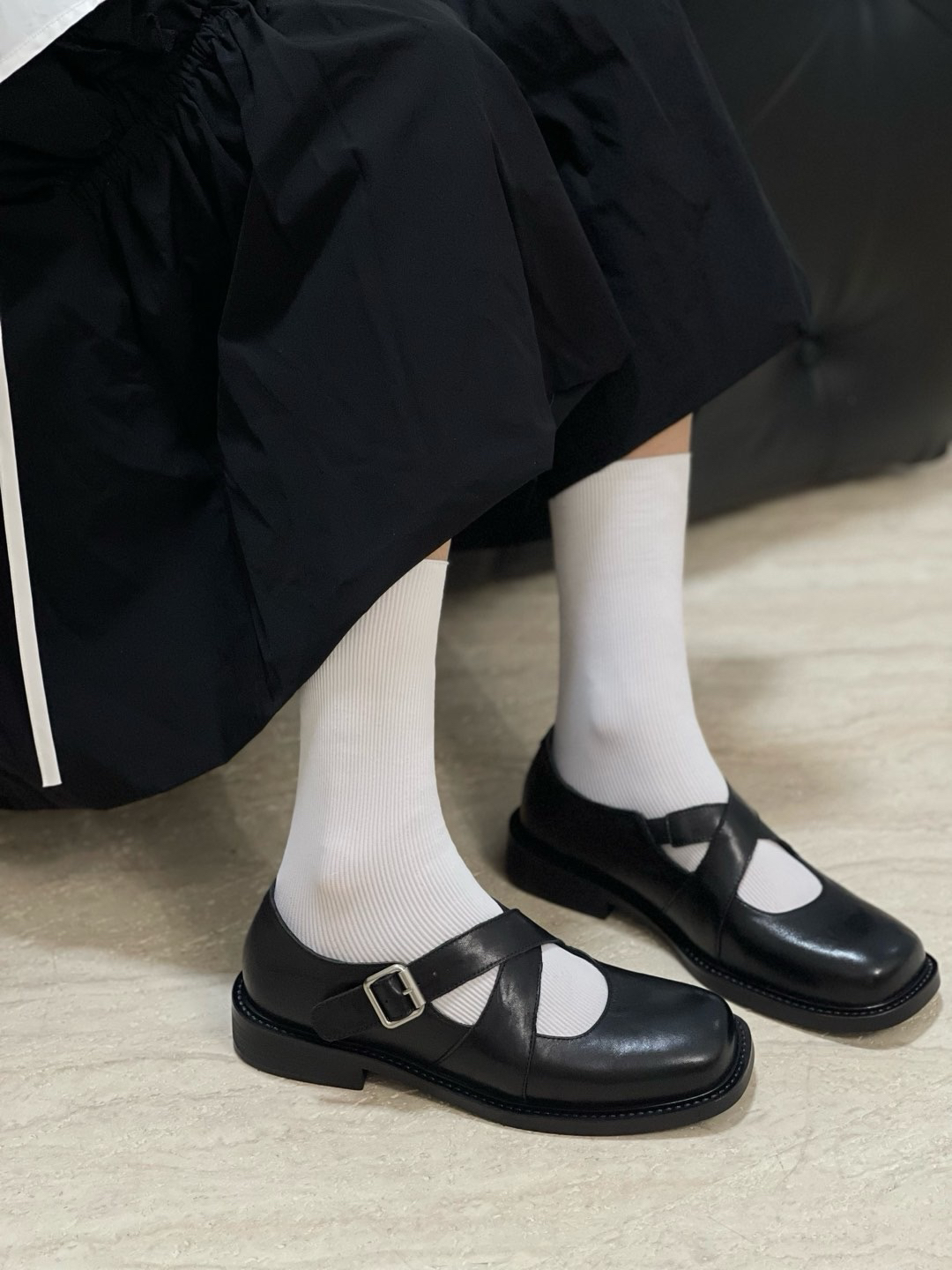 Modern Star植鞣牛皮交叉扣带玛丽珍鞋女25春复古芭蕾舞浅口单鞋 - 图2