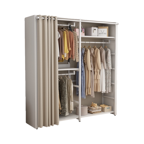 开放式衣帽架落地卧室挂衣架小户型置物架组装衣帽间衣柜储物柜子 - 图3