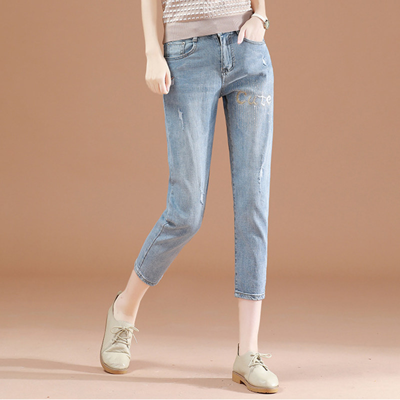 阿玛施2020夏季新款七分显瘦裤子 zhenya臻娅牛仔裤