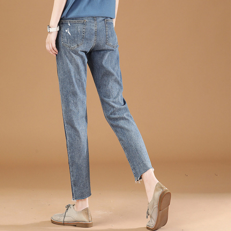 阿玛施松紧腰女士2020年新款牛仔裤 zhenya臻娅牛仔裤