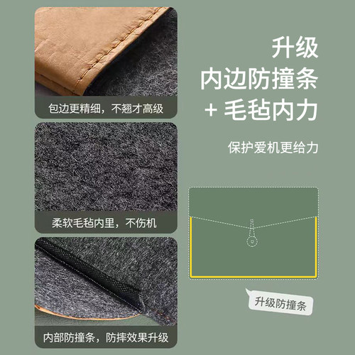 适用苹果笔记本电脑包macbook内胆包air13.3寸M1杜邦纸pro14牛皮纸M2华为微软16文件袋大容量内胆包 - 图2