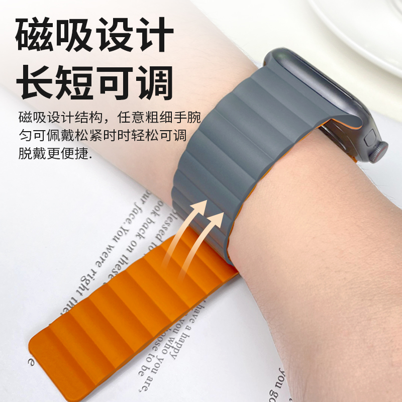 适用苹果手表iwatch表带硅胶磁吸applewatch8/7/6/se/5/4代3创意新款s9Ultra潮透气运动男士女小众45mm高级s7 - 图0