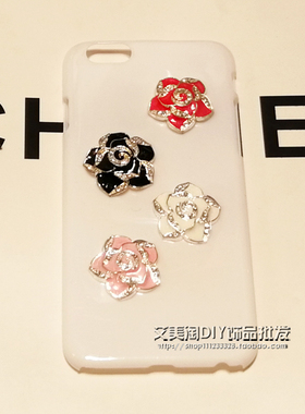 合金满钻滴油手机壳摆件山茶花
