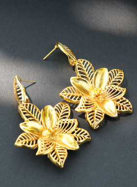 新娘秀禾服饰配饰傣族泼水节项链耳环套装泰国写真饰品名族风镀金