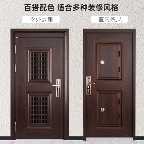 甲级上下通风防盗门门中门 安全门钢质门C级锁芯指纹锁入户透气门 - 图3