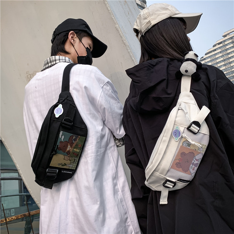 潮牌男士日系小背包帆布胸包斜挎包 满江红箱包男士包袋