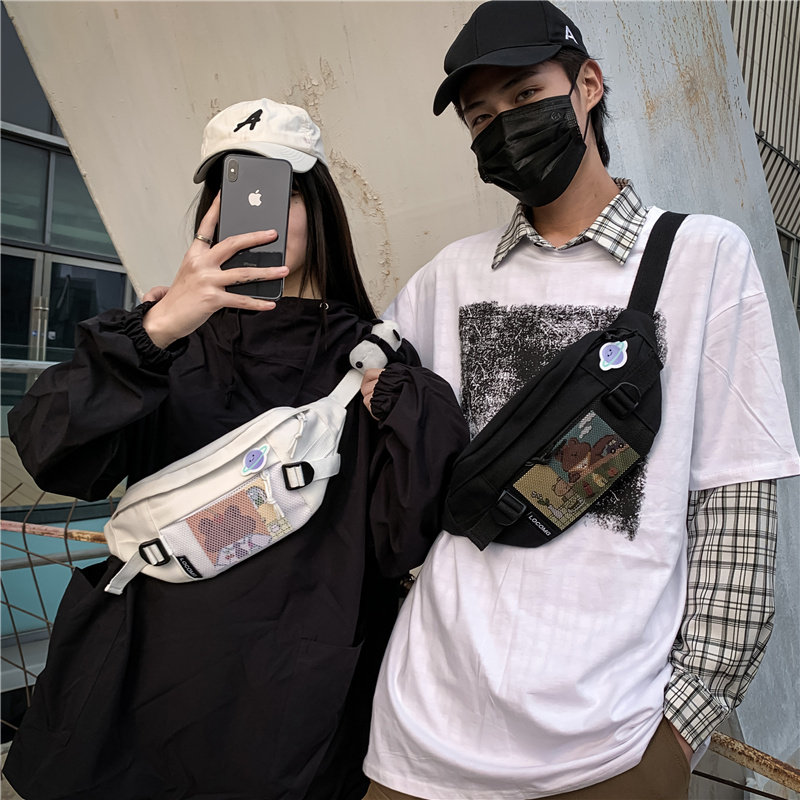 潮牌男士日系小背包帆布胸包斜挎包 满江红箱包男士包袋