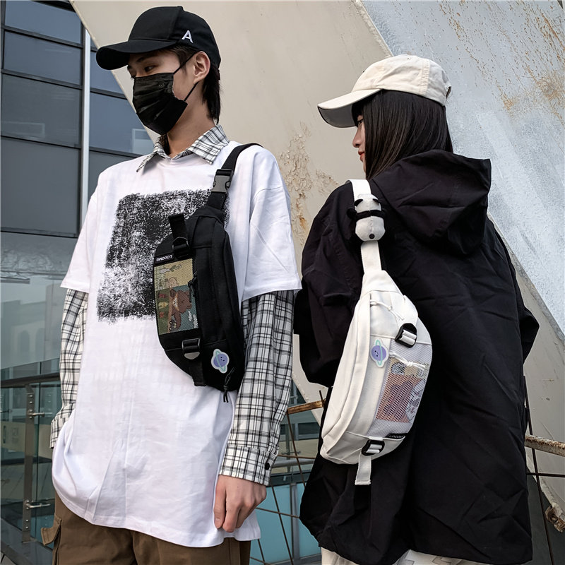 潮牌男士日系小背包帆布胸包斜挎包 满江红箱包男士包袋