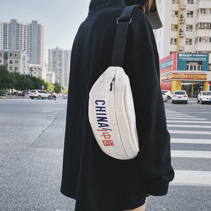 潮牌胸包男士ins超火日系小单肩包 满江红箱包男士包袋