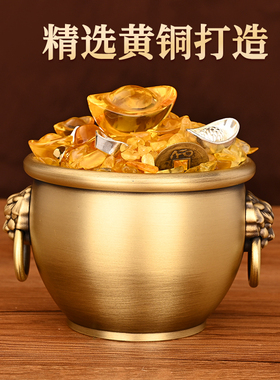 纯铜百福铜缸小摆件办公室风水